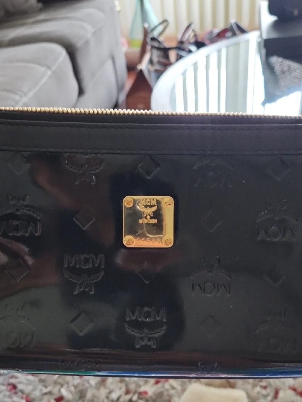 MCM Patent Leather bag with Gold hardware